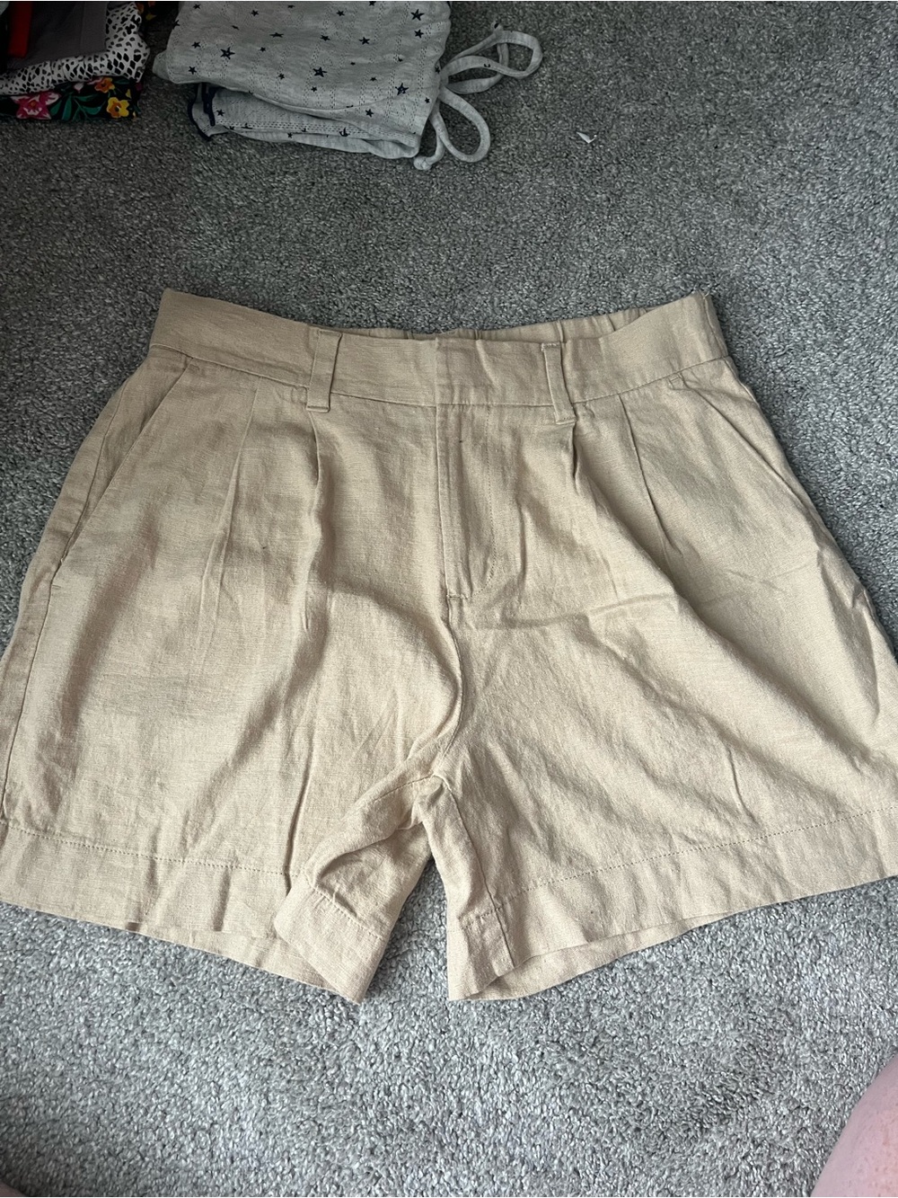 Express Linen Blend High-Rise Pleated Women's Shorts